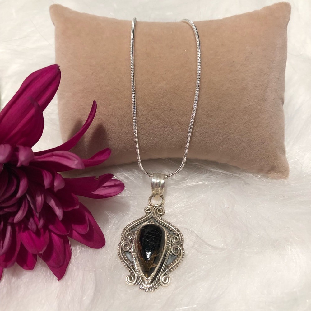 Golden Black Turquoise Pendant